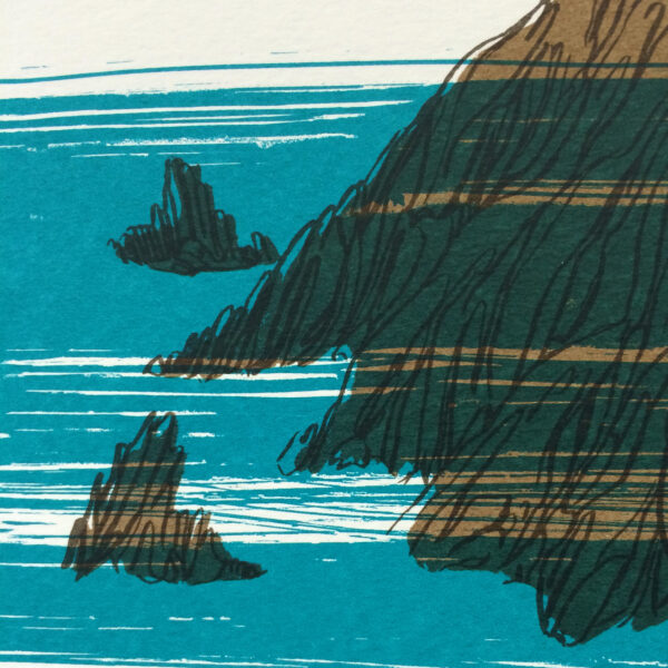 Mar Azul, Rocha Castanha / Blue Sea, Brown Rock (branco)